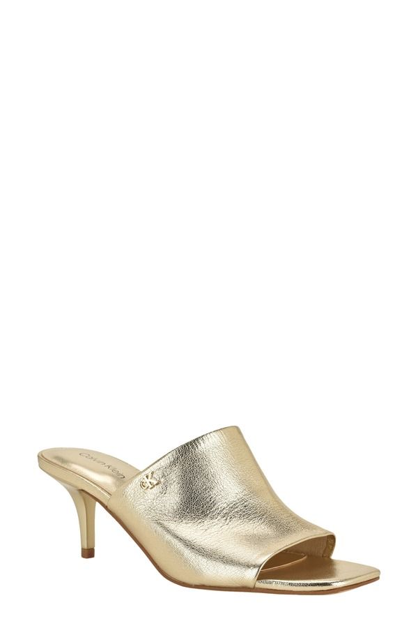 カルバンクライン レディース シューズ ヒール サンダル Calvin Klein Chaney Sandal Gold Leather ゴールド