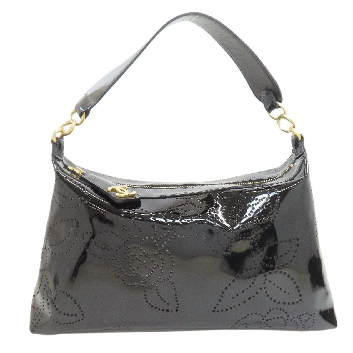 CHANEL シャネル カメリア パンチング ゴールド金具 ショルダーバッグ