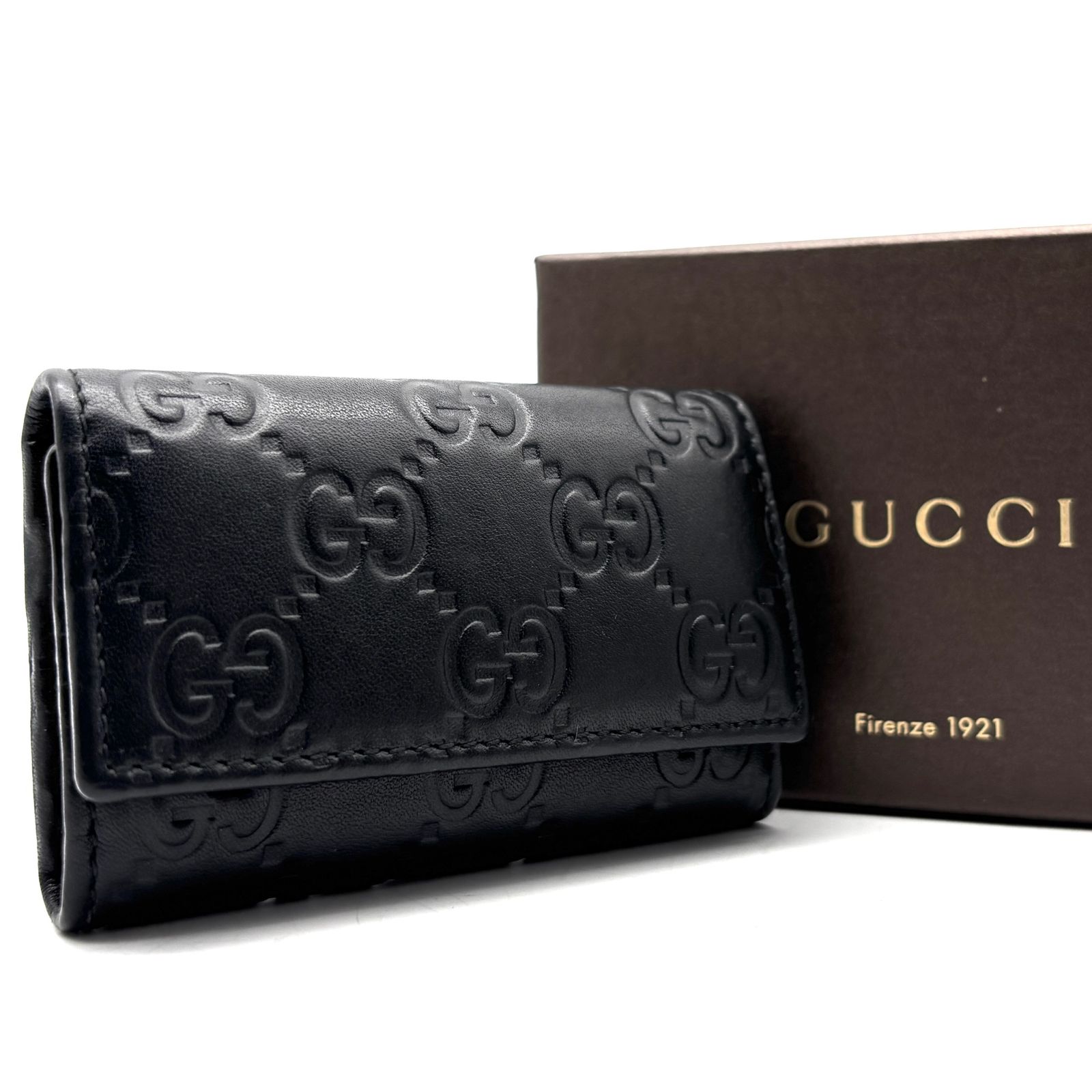 美品 グッチ GUCCI 6連 キーケース GG柄 シマレザー グッチシマ ブラック 黒 箱付き レザー 本革 ボーナス 夏休み 帰省 お盆 敬老の日 サマーギフト シルバーウィーク ご褒美 ユニセックス メンズ レディース