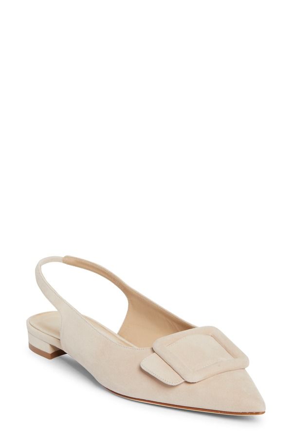 マノロ ブラニク レディース シューズ パンプス Manolo Blahnik Maylura Buckle Pointed Toe Slingback Flat Light Beige ベージュ 152,900円