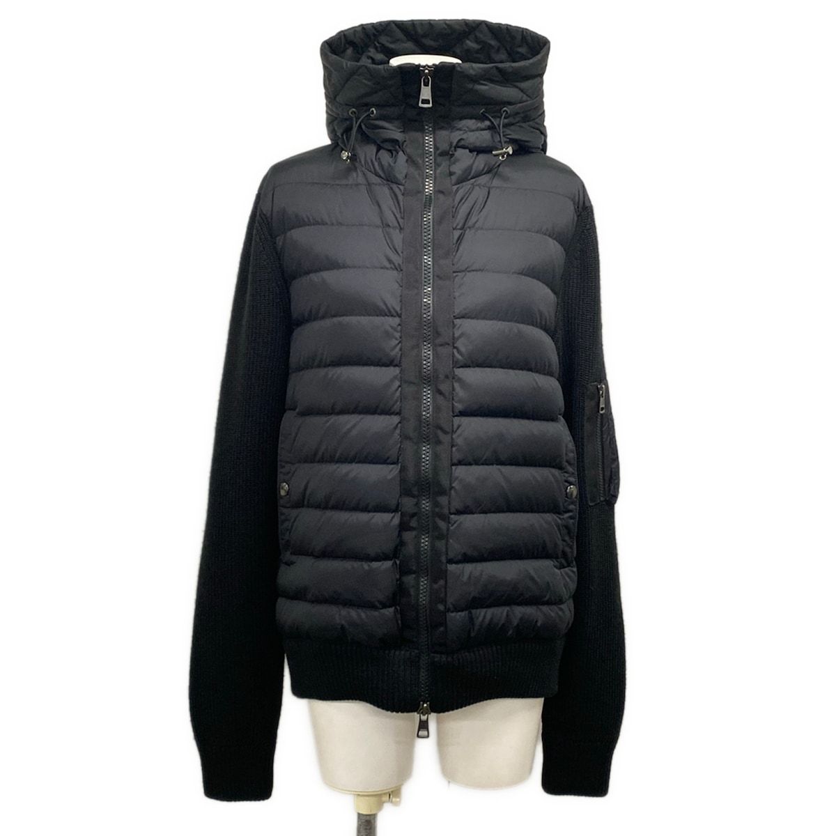 MONCLER(モンクレール) ブルゾン サイズL レディース MAGLIONE TRICOT CARDIGAN(マリオーネトリコットカーディガン) 黒 ウール