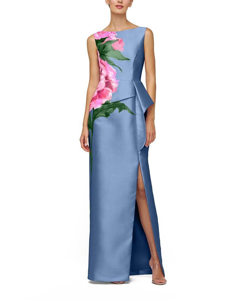 ケイ アンジャー レディース トップス ワンピース Kay Unger Luciana Column Gown Pearl Blue Multi パール