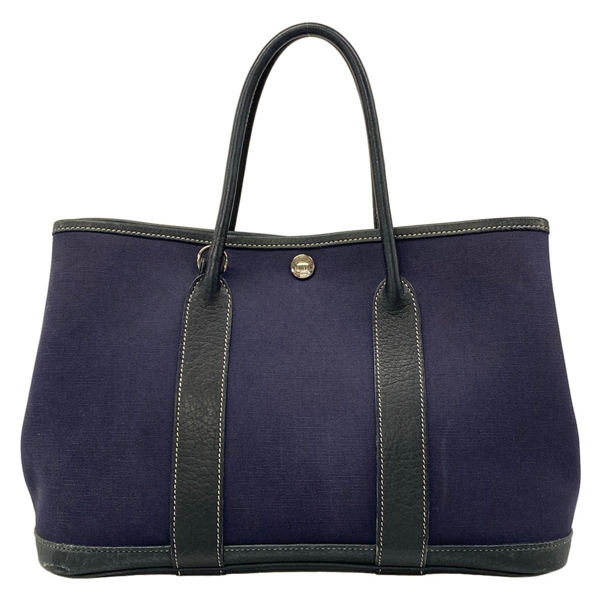 HERMES(エルメス) トートバッグ ガーデンパーティTPM ネイビー×黒 シルバー金具