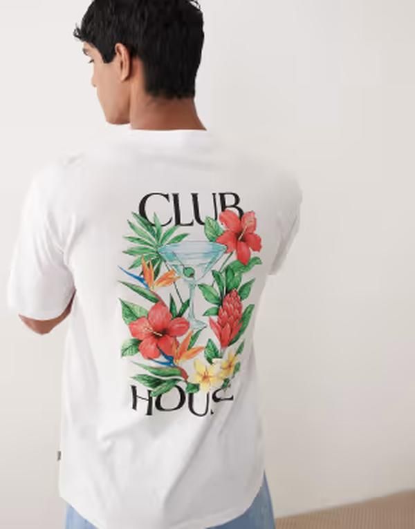 オンリーアンドサンズ メンズ トップス Tシャツ フラワー柄 プリント フラワー ONLY SONS oversized Tshirt with club house floral back prin