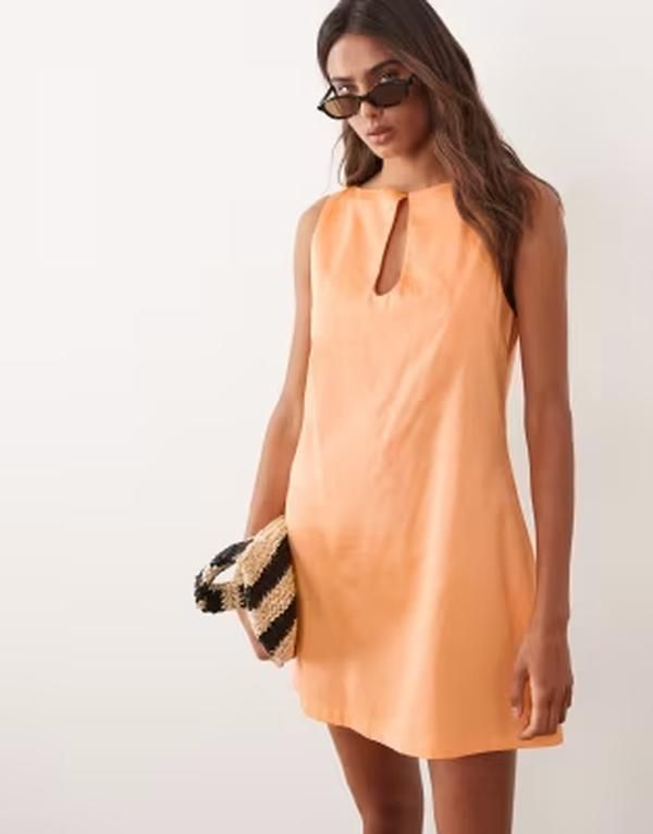 エイソス レディース トップス ワンピース ミニ ASOS DESIGN slash neckeyhole mini sundress in coral orange Coral Orange コーラ