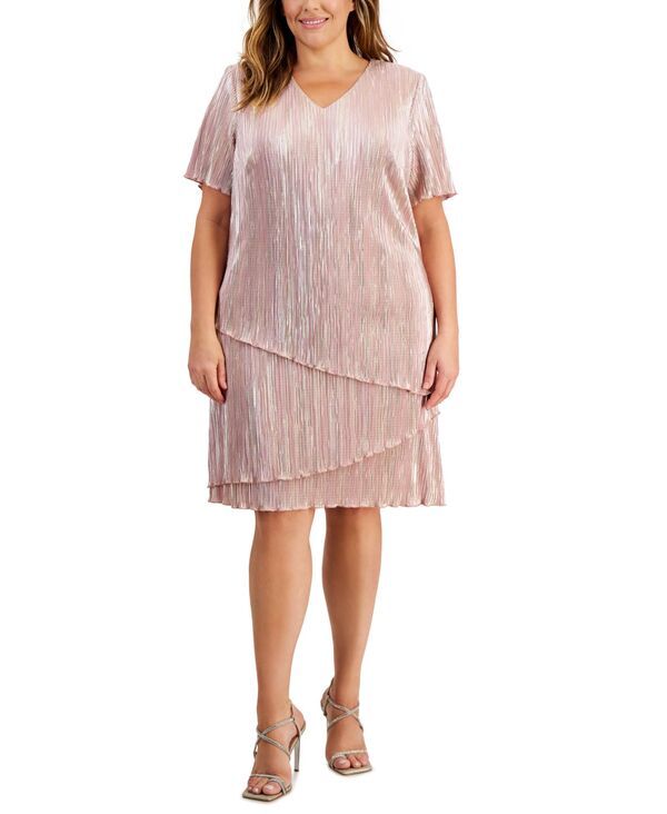 コネクテッド レディース トップス ワンピース Vネック 半袖 ジャージー Connected WomenshortSleeve Jersey VNeck Sheath Dress Dusty Ros