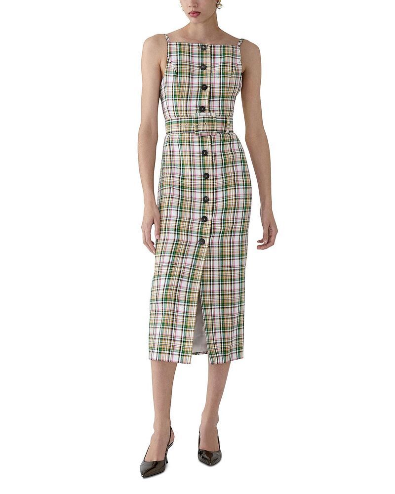 キャロライナヘレラ レディース トップス ワンピース ミディ ノースリーブ Carolina Herrera Belted Sleeveless Midi Dress Ivory Multi アイボリ