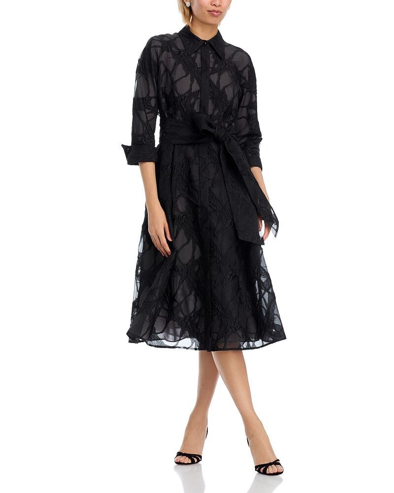 テリジョンバイリッキーフリーマン レディース トップス シャツ Teri Jon by Rickie Freeman Organza Web Shirt Dress Black Nude ブラック
