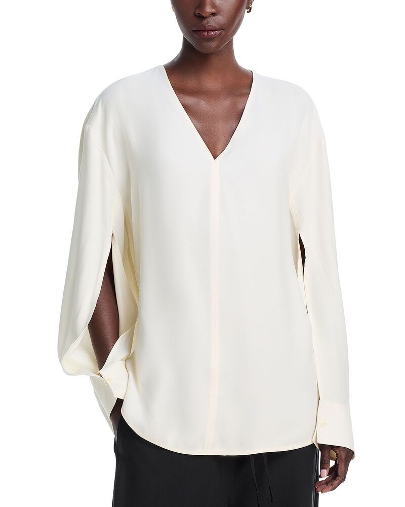 トーテム レディース トップス シャツ Vネック ブラウス TOTEME V Neck Twill Blouse Stone ストーン