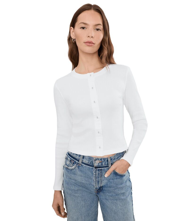 リラピー レディース アウター ニット・セーター カーディガン Lilla P Mixed Media Cardigan White ホワイト