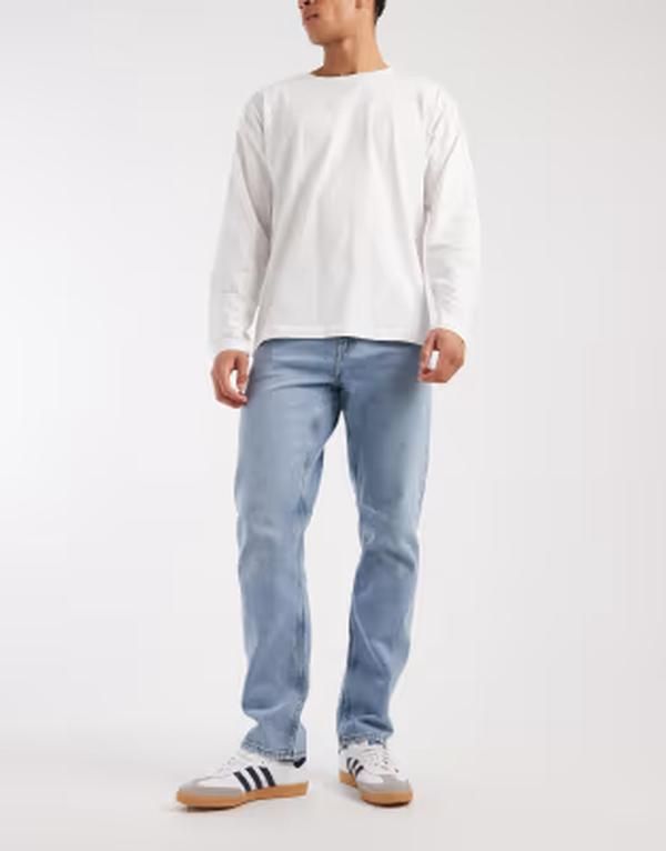 オンリーアンドサンズ メンズ ボトムス デニムパンツ レギュラーフィット ヴィンテージーンズ ONLY SONS Weft regular fit jeans in vintage light blu