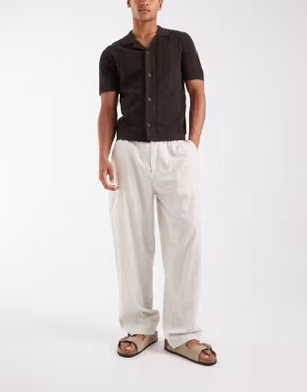 ジャック アンド ジョーンズ メンズ ボトムス カジュアルパンツ リネン Jack Jonesmart linen mix pantstring ベージュ