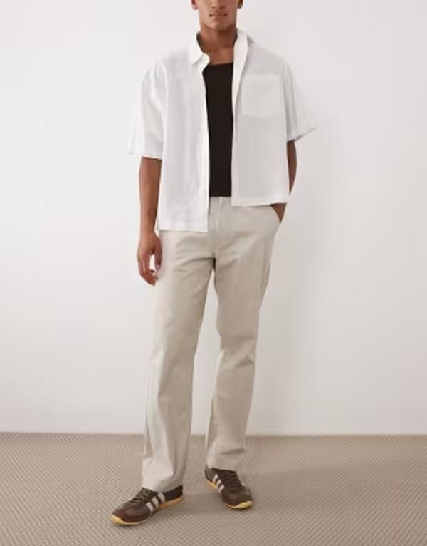 エイソス メンズ ボトムス カジュアルパンツ ASOS DESIGN straight chinos in stone ストーン