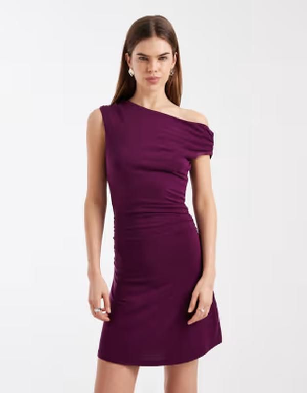 コットンオン レディース トップス ワンピース アシンメトリー ミニ Cotton sandy asymmetric mini dress in blackberry belle BLACKBERRY