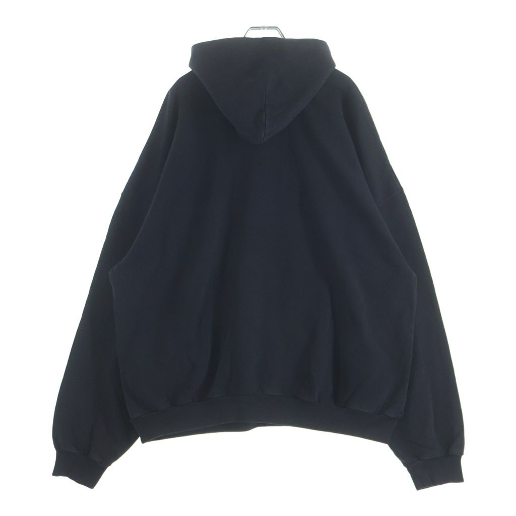 BALENCIAGA バレンシアガ 23AW WASHED BLACK ウオッシュド加工 アームロゴエンブロイダリー プルオーバースウェットパーカー フーディー ブラック 739024 TOVV2 BALENCIAGA (バレンシアガ) 23AW WASHED BLACK ウオッシュド加工