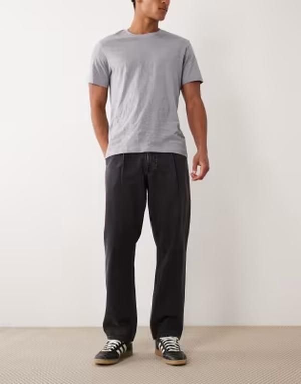 エイソス メンズ ボトムス デニムパンツ ジーンズ ASOS DESIGN straight jeans in washed black with pinstripe WASHED BLACK ブラッ