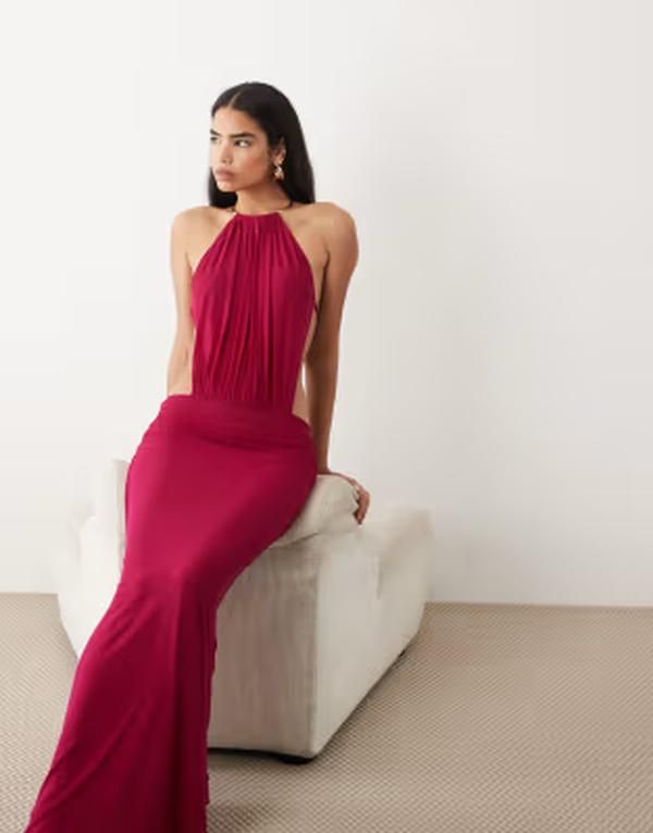 タイガーミスト レディース トップス ワンピース マキシ ホルター Tiger Mist Evanna choker halterneck open tie back maxi dress in be