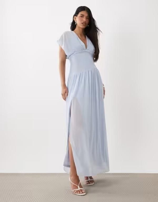 ティエフエヌシー レディース トップス ワンピース Vネック シフォン アシンメトリー マキシ TFNChiffon Vneck and back asymmetric drop waist maxi
