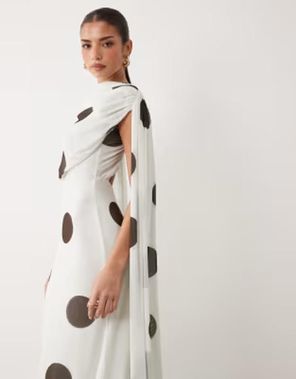 エイソス レディース トップス ワンピース マキシ ASOS DESIGN scarf neck mono spot maxi dress IVORY アイボリー 19,936円