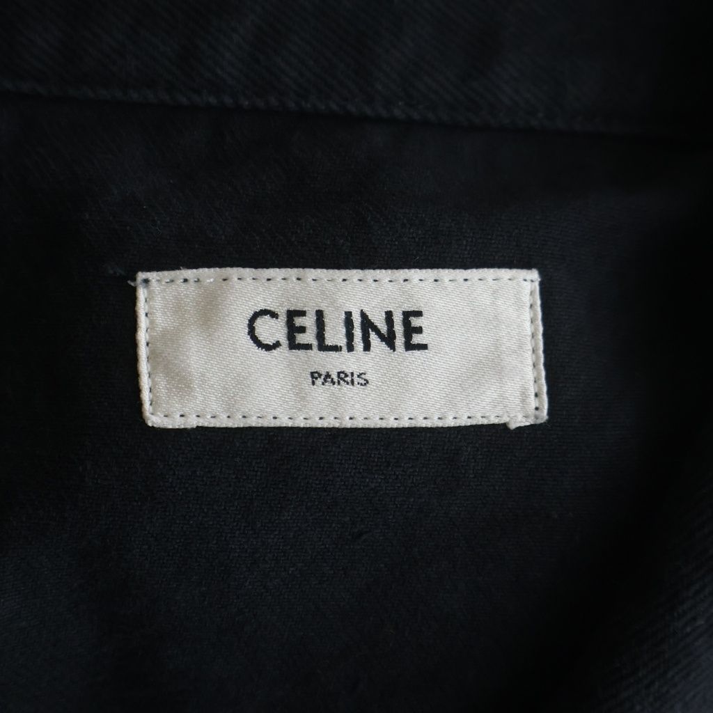 CELINE (セリーヌ) 袖クラッシュ加工 スタッズデニムベスト ブラック