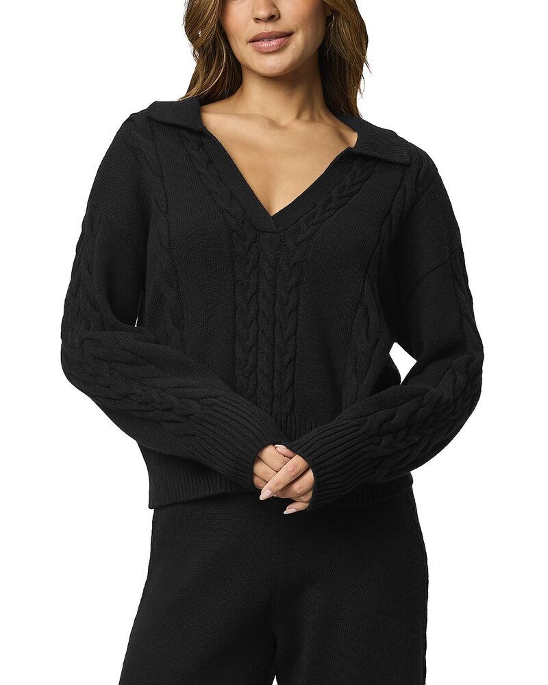 スプレンディット レディース アウター ニット・セーター ポロシャツ Splendid Jet Set Polo Sweater Black ブラック