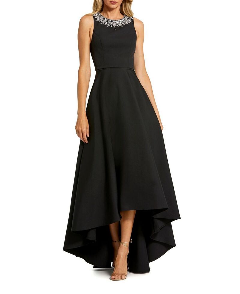 マックダガル レディース トップス ワンピース クレープ Mac Duggal Crepembellished Neck High Low Gown Black ブラック
