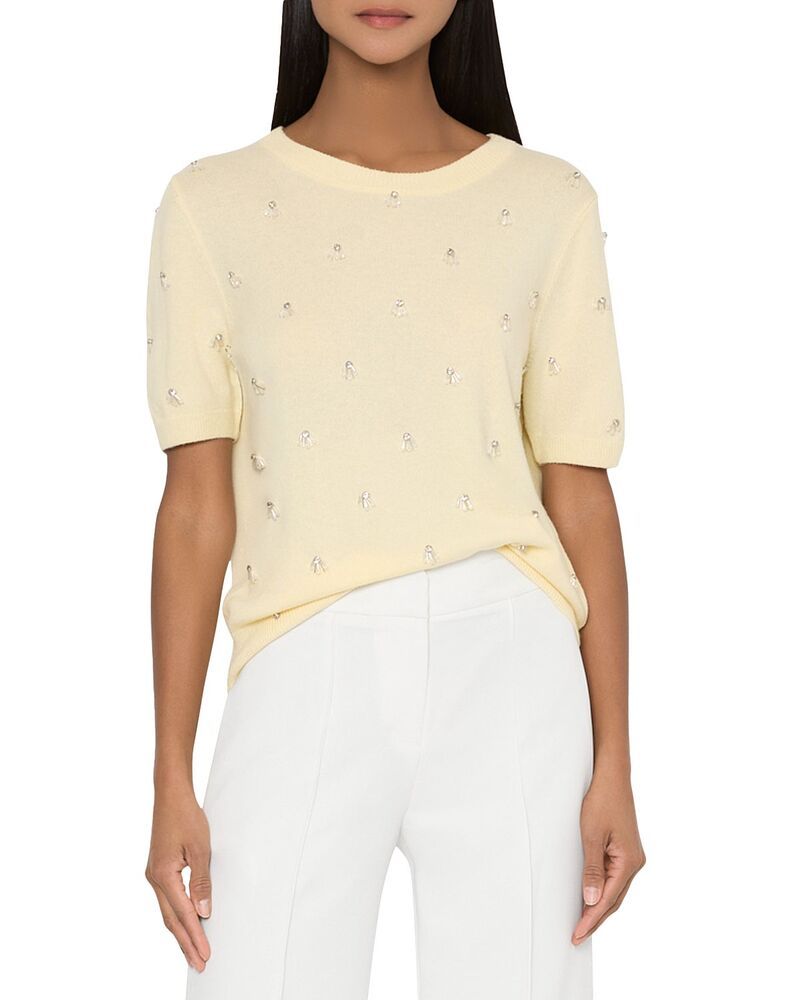 ミリー レディース アウター ニット・セーター MILLY Rosalyn Short Sleeve Sweater Light Yellow イエロー