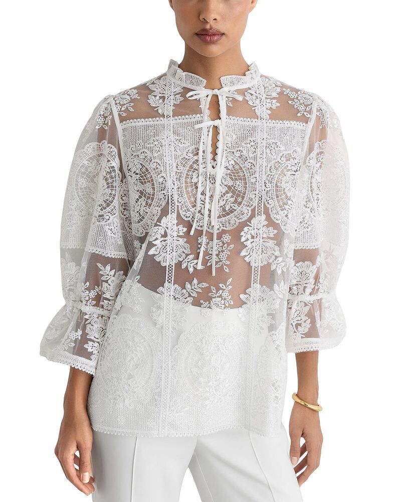 レイス レディース トップス シャツ レース REISS Demi Lace Shirt Ivory アイボリー 77,990円