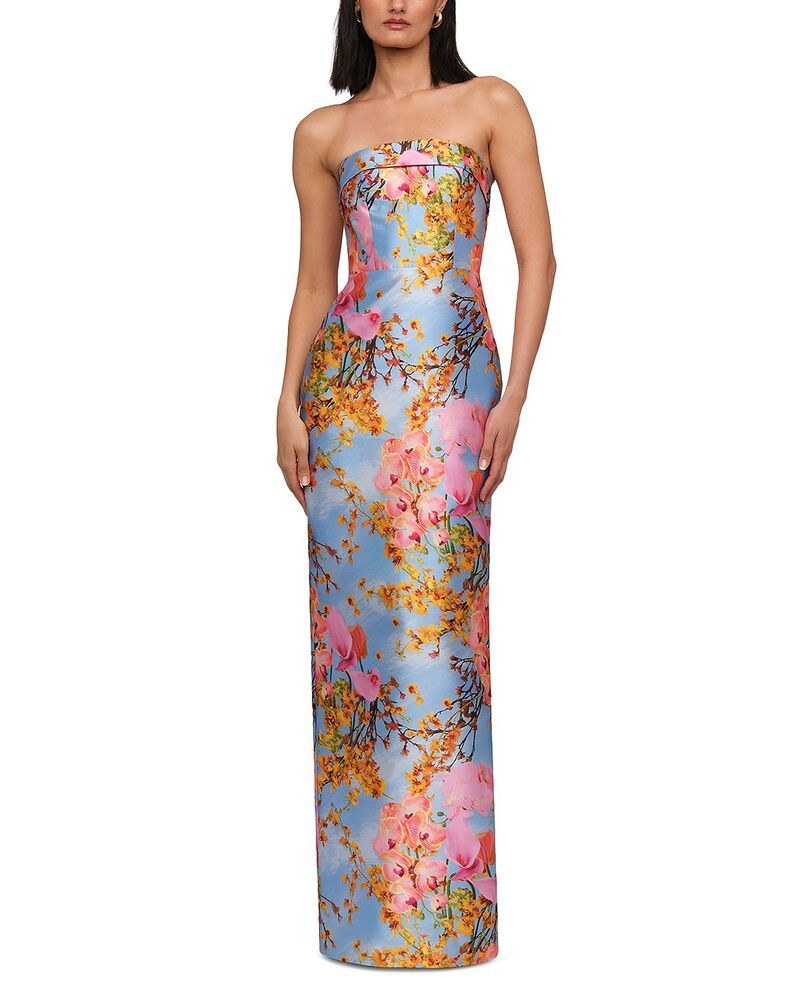 セイア レディース トップス ワンピーストラップレス Theia Cleo Strapless Gown Herbal Zen In Bloom