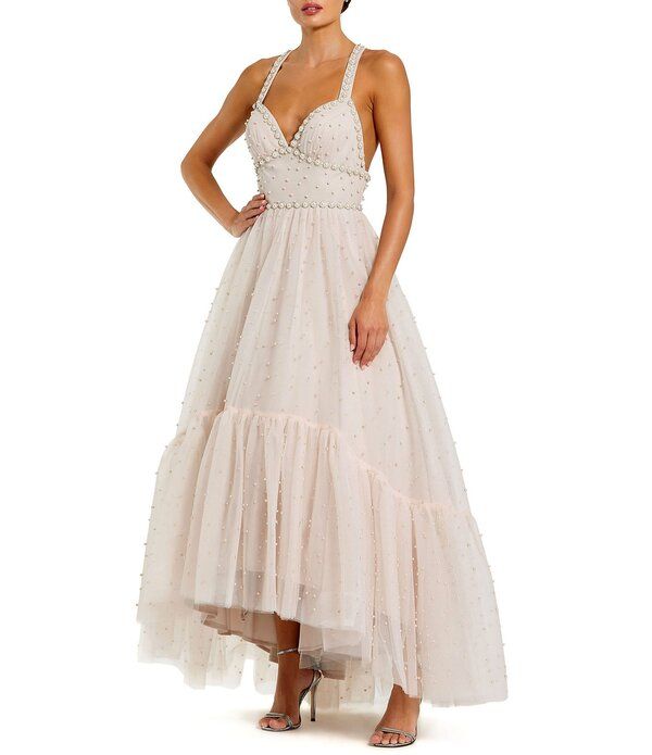 マックダガル レディース トップス ワンピース Mac Duggal Pearl Beaded High Low Ball Gown Porcelain パール 103,400円