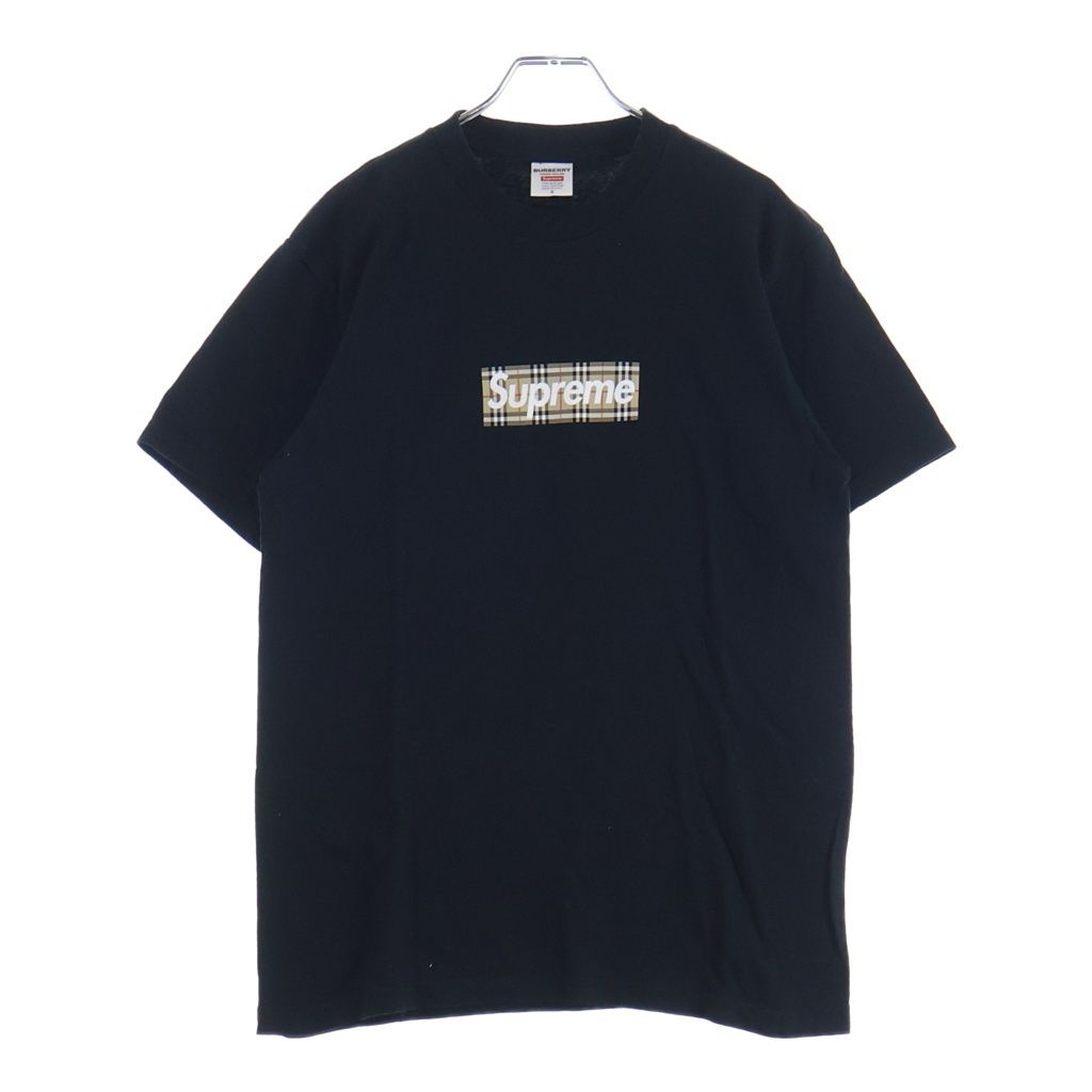 SUPREME (シュプリーム) 22SS ×BURBERRY Box Logo Tee バーバリー ノバチェック ボックスロゴ クルーネック半袖Tシャツ カットソー ブラック