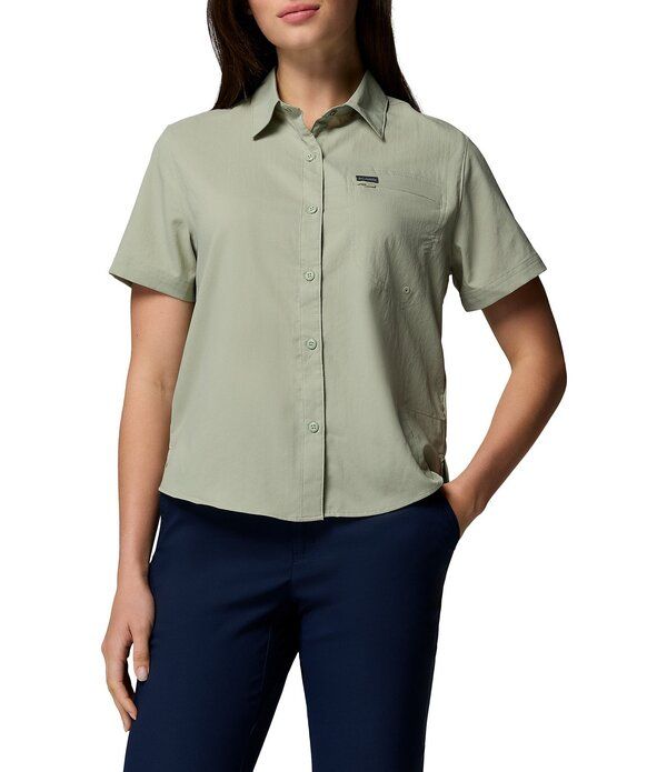 コロンビア レディース トップス シャツ Columbia Silveridge Utility Short Sleeve Button Front Shirt Safari シルバー