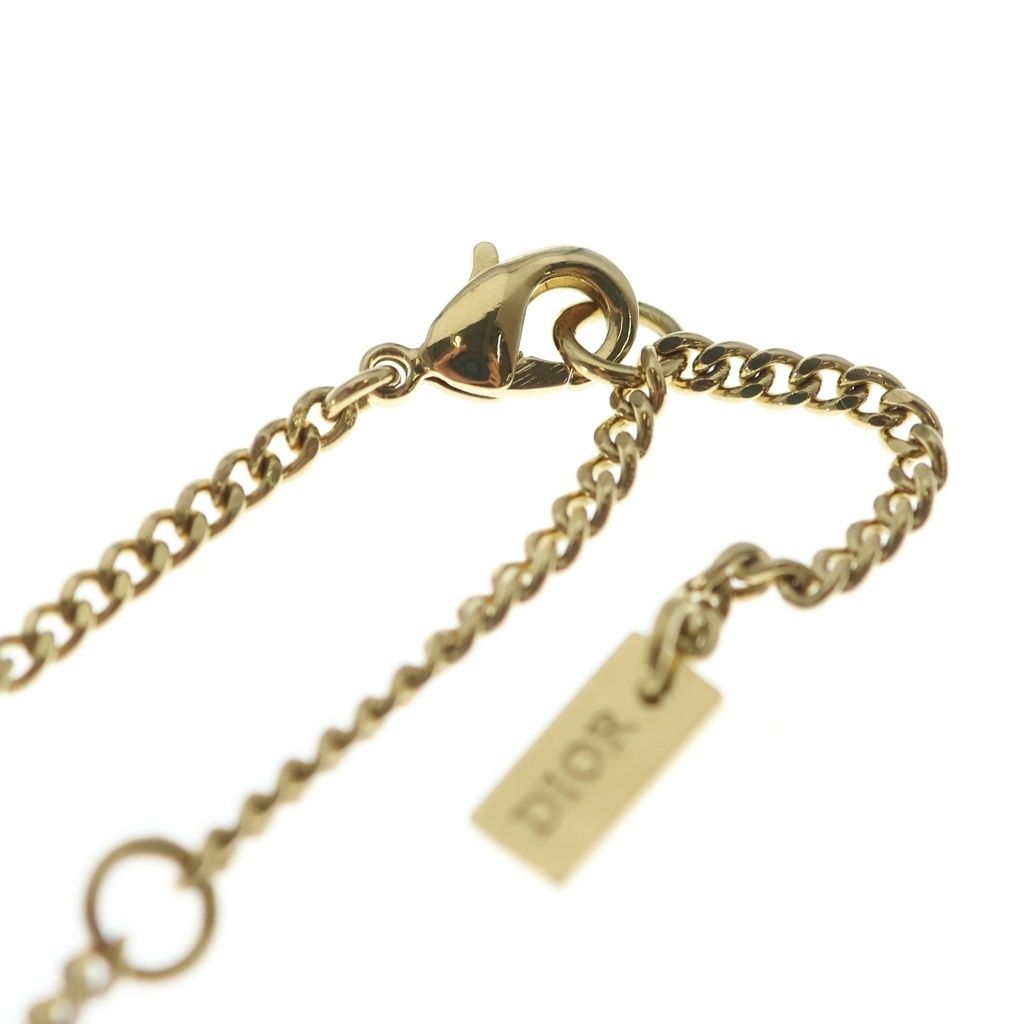 DIOR (ディオール) ロゴモチーフ ラインストーンネックレス ゴールド
