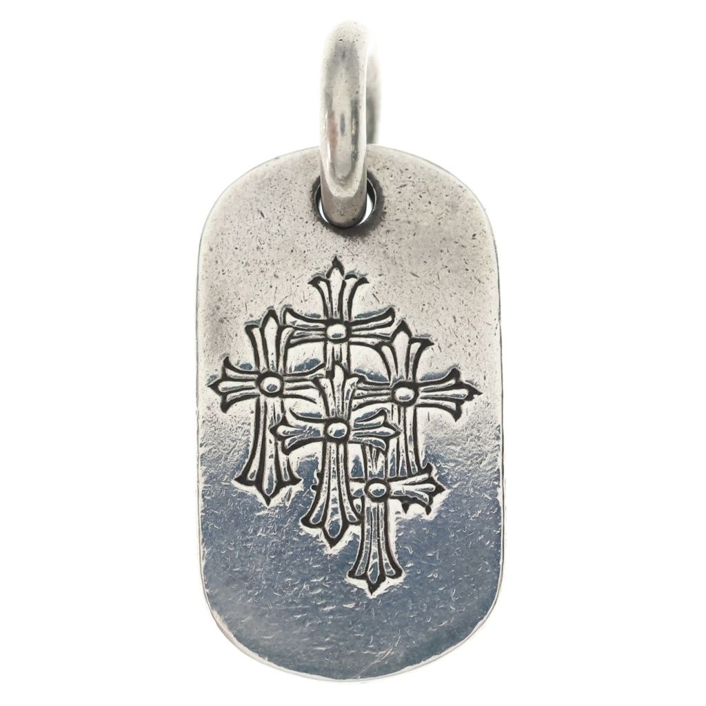 CHROME HEARTS (クロムハーツ) D TAG SML スモールドッグタグ セメタリーエングレイブオールド ネックレストップ シルバー