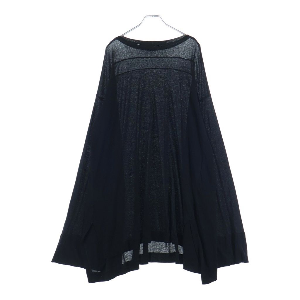 JULIUS (ユリウス) 17SS ベルスリーブドレープクルーネック長袖カットソー ブラック 577CUM15