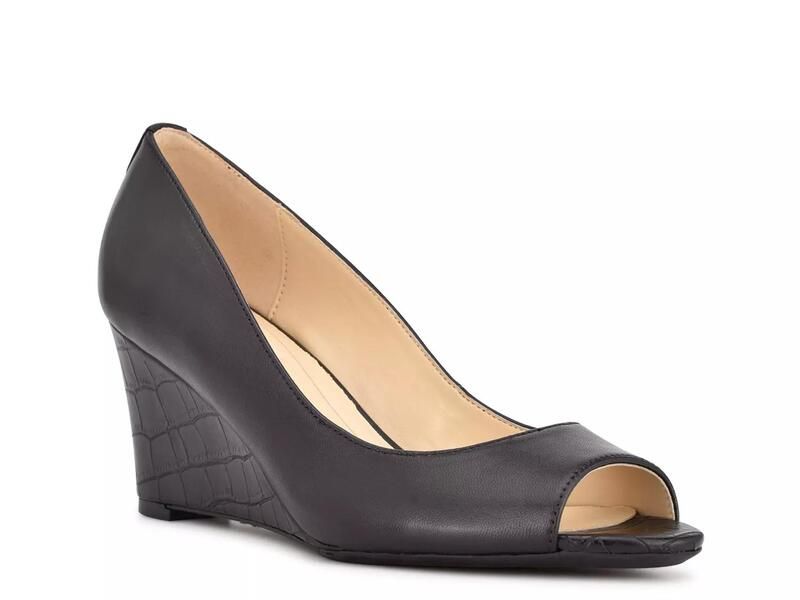 ナインウェスト レディース シューズ パンプス ケープデザイン キャップ ケープ Nine WestCape Wedge Pump BlackTan ブラック
