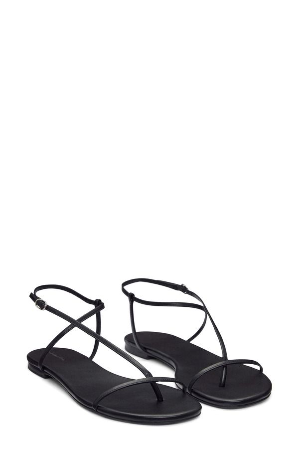 リフォーメーション レディース シューズ サンダル Reformation Pina Flat Sandal Black Leather ブラック