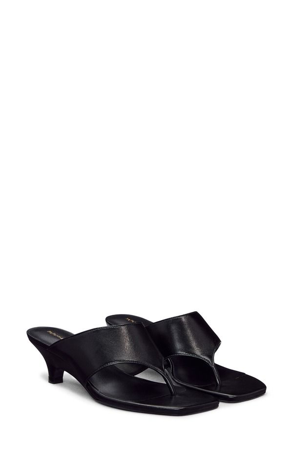 リフォーメーション レディース シューズ ヒール サンダル Reformation Sherlyn Wedge Thong Sandal Black Leather ブラック