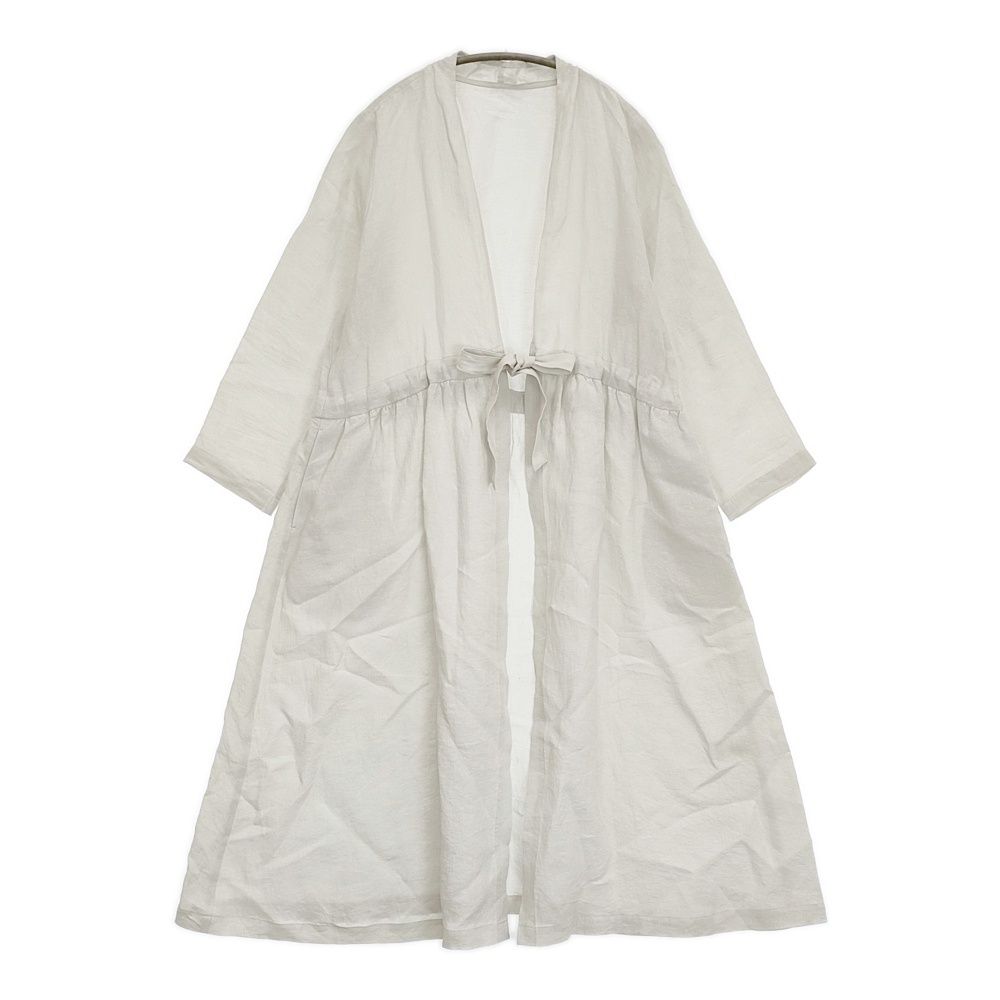 gungendo リネンパレットローブワンピース 定価46200円 里山パレットリネンワッシャー 石見銀山 ワンピース 26SS はいじろ ライトグレー レディース 群言堂【中古】6-0616M♪