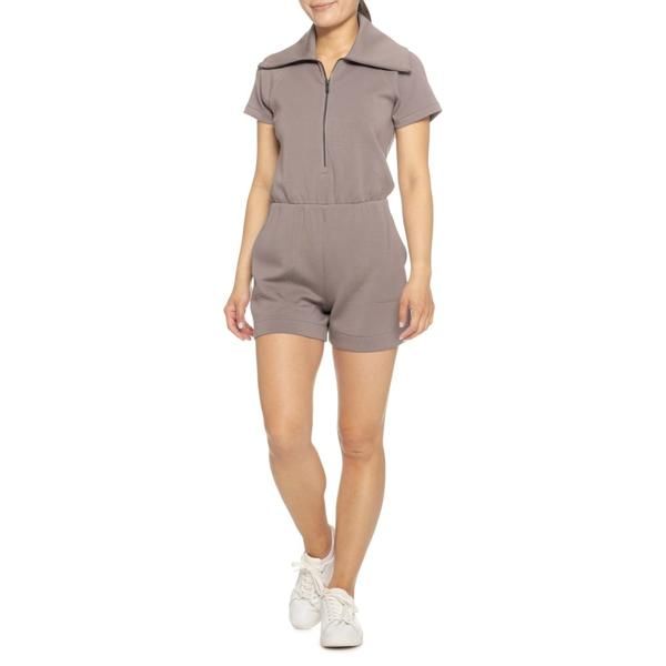 スパンク レディース ボトムス ハーフパンツ・ショーツ ロンパース Spanx Air Essentials Romper Zip Neck Short Sleeve Smoke スモーク