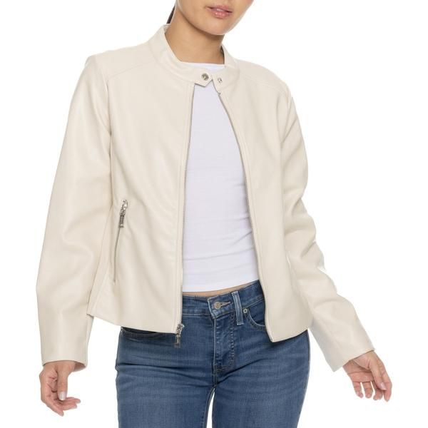 ヴィンスカムート レディース アウター ジャケット・ブルゾン Vince Camuto Mixed Media Bomber Jacket Bone