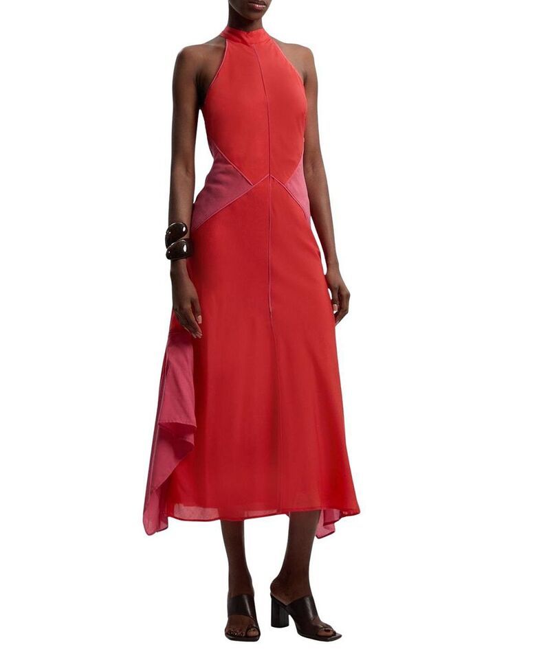 カレンミレン レディース トップス ワンピース ミディ ホルター Karen Millen Colour Block Halter Midi Dress Pink ピンク