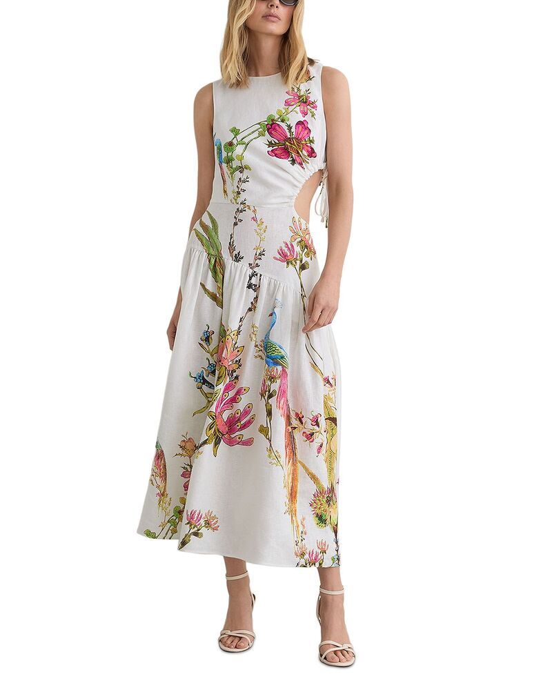 レイス レディース トップス ワンピース カットアウト プチ リネン REISS Petites Bianca Linen Cutout Dress Ivory アイボリー