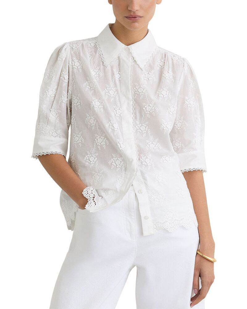 レイス レディース トップス シャツ 刺繍 REISS Embroidered Shirt Ivory アイボリー 51,480円