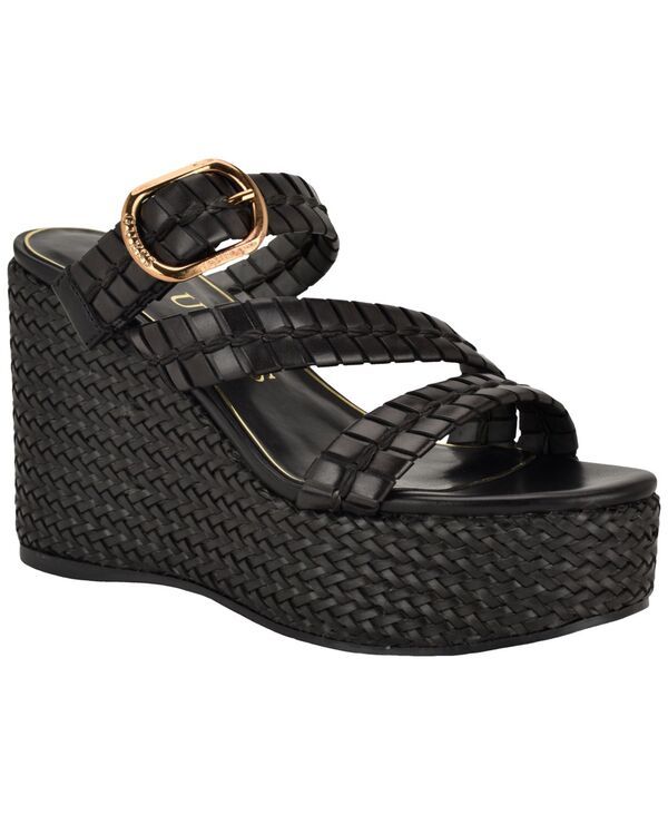ゲス レディース シューズ サンダル プラットフォーム GUESS Womens Evana Woven Platform Wedge Sandal Black ブラック