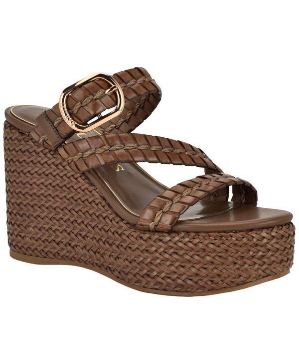 ゲス レディース シューズ サンダル プラットフォーム GUESS Womens Evana Woven Platform Wedge Sandal Dark Brown ブラウン