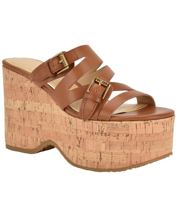 ゲス レディース シューズ サンダル プラットフォーム GUESS Womens Nailah Strappy High Platform Wedge Sandals CognacCork