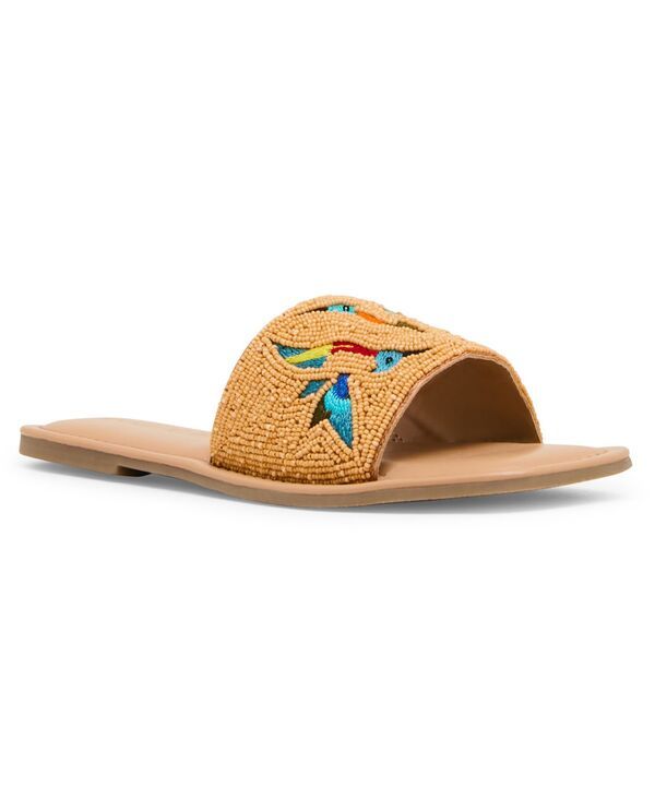 アンクライン レディース シューズ サンダル Anne Klein Womens Brianne Beaded Slide Flat Sandals Natural Multi マルチカラー