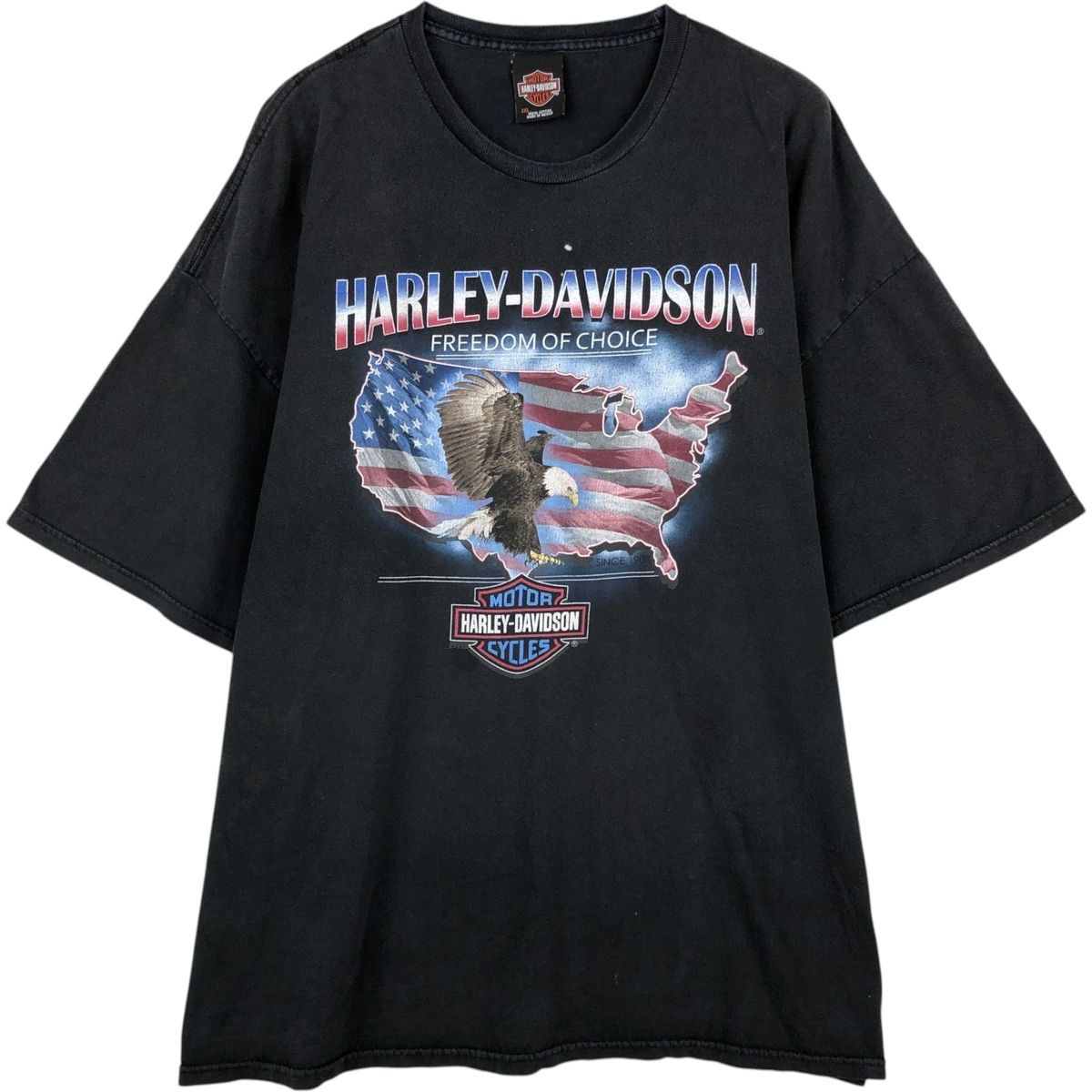 古着 ハーレーダビッドソン Harley-Davidson 鷲柄 イーグル柄 星条旗柄 モーターサイクル バイクTシャツ メンズXXXL相当/eaa653730