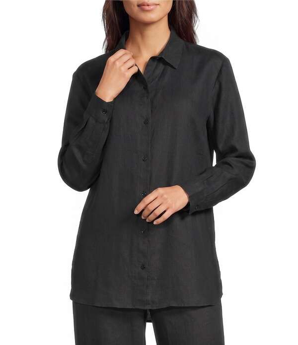 エイリーンフィッシャー レディース トップス シャツ リネン Eileen Fisher Organic Linen Handkerchief Classicollar Button Front Lo
